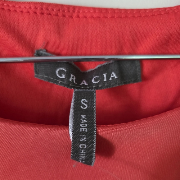 *Flawed*‎ Gracia Mendocino Asymmetrical Coral Draped Shoulder Ruched Mini Dress - Picture 6 of 10